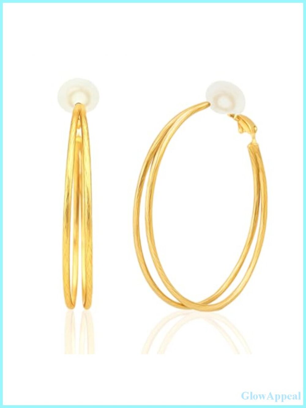 24K Gold Plated Clip On Hoop Earrings for Non-Pierced Ears, Lightweight,